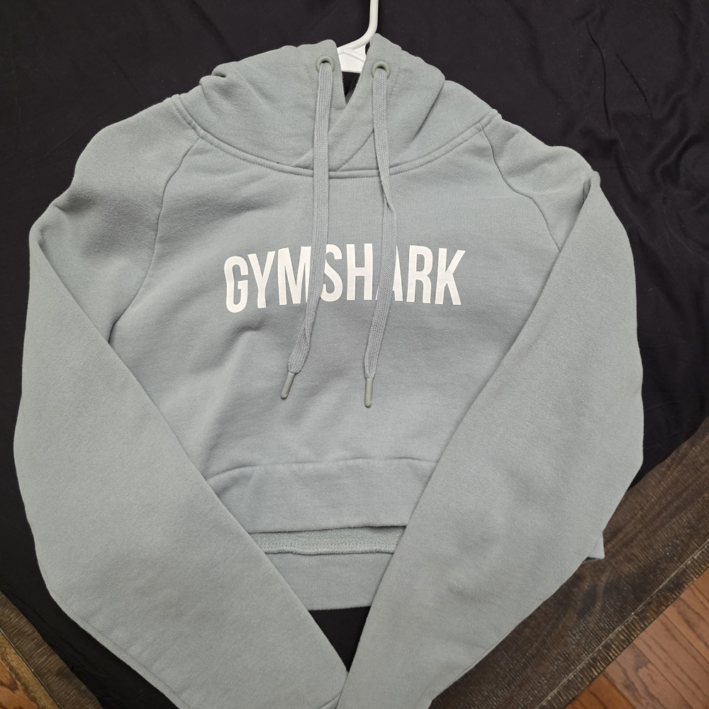 Gymshark Blue/gray Cropped Hoodie